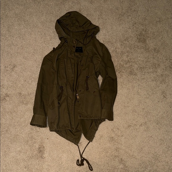 Love Tree Jackets & Blazers - Olive Green Hooded army Jacket